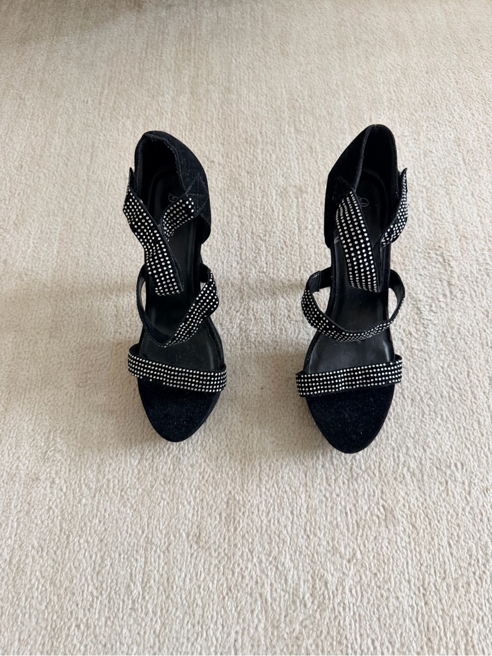 Black Velvet Rhinestone Heels